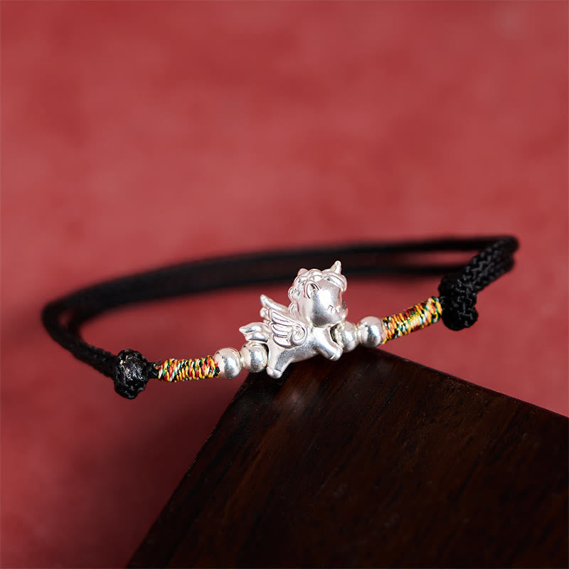 Buddha Stones 925 Sterling Silver Year Of The Horse Prosperity String Bracelet - Black(Wrist Circumference: 14-18cm) - image 11