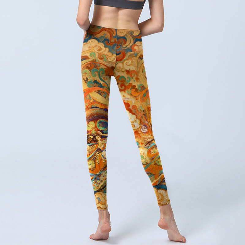 Buddha Stones Gorgeous Fairy Cloud Pattern Pattern Print Gym Leggings Women's Yoga Pants - image 6