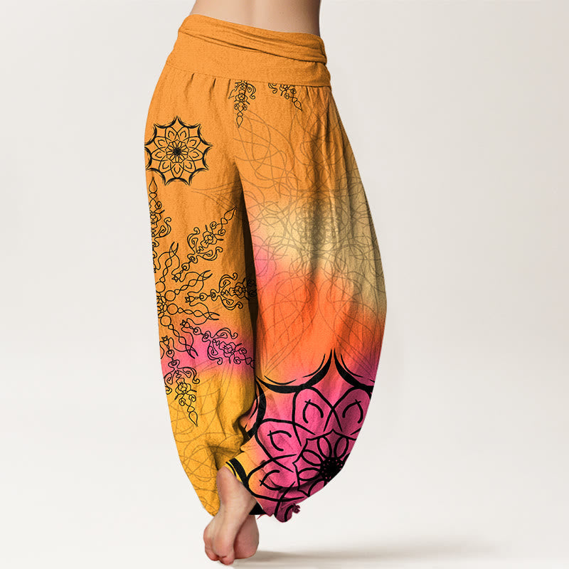 Buddha Stones Cotton Brightly Colored Mandala Pattern Women's Elastic Waist Harem Pants - image 6