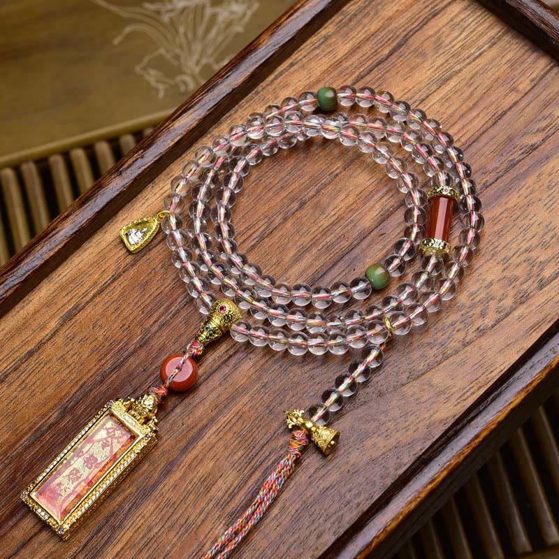 Buddha Stones 108 Beads Liuli Crystal Dzi Bead Agate Blessings Tassel Mala - Style 1 - 6mm - image 11