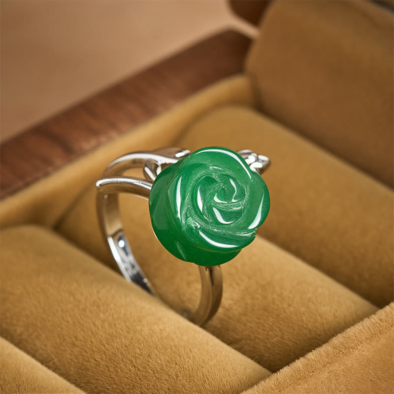 Buddha Stones Rose Green Jasper Copper Plated Silver Adjustable Balance Ring - Green Jasper(Adjustable) - image 0