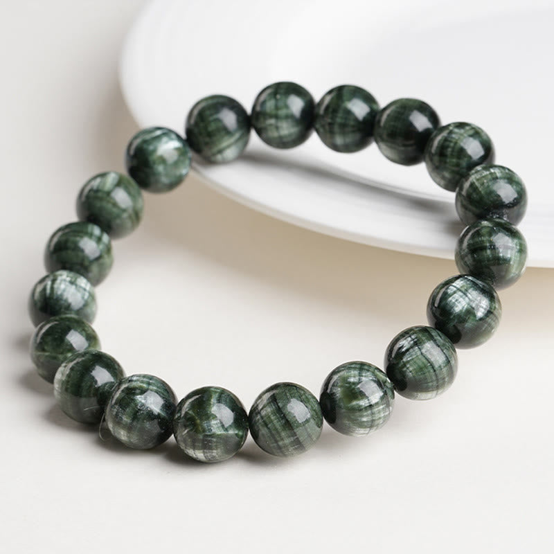 Buddha Stones Natural Seraphinite Round Emotional Balance Beaded Bracelet - image 1