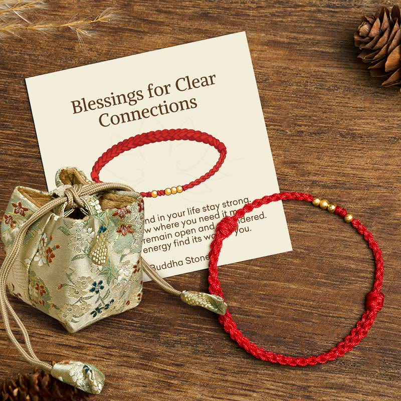 Buddha Stones "Blessings for Clear Connections" 925 Sterling Silver Plated Gold Beads Red String Bracelet Includes Gift Message Card - Red Rope(One&Three Gold Beads) - 14-23cm - Deluxe Gift Bag (+$9.59) - image 7