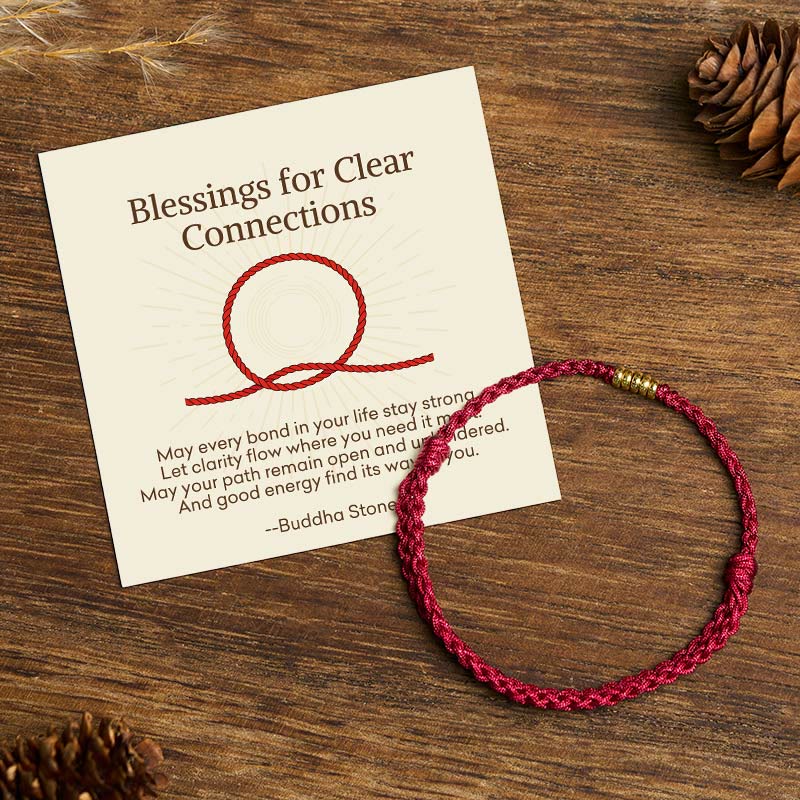 Buddha Stones "Blessings for Clear Connections" 925 Sterling Silver Lucky Golden Bead String Bracelet Anklet Includes Gift Message Card - Dark Red - Anklet(Anklet Circumference 16-26cm) - Standard Gift Box - image 0
