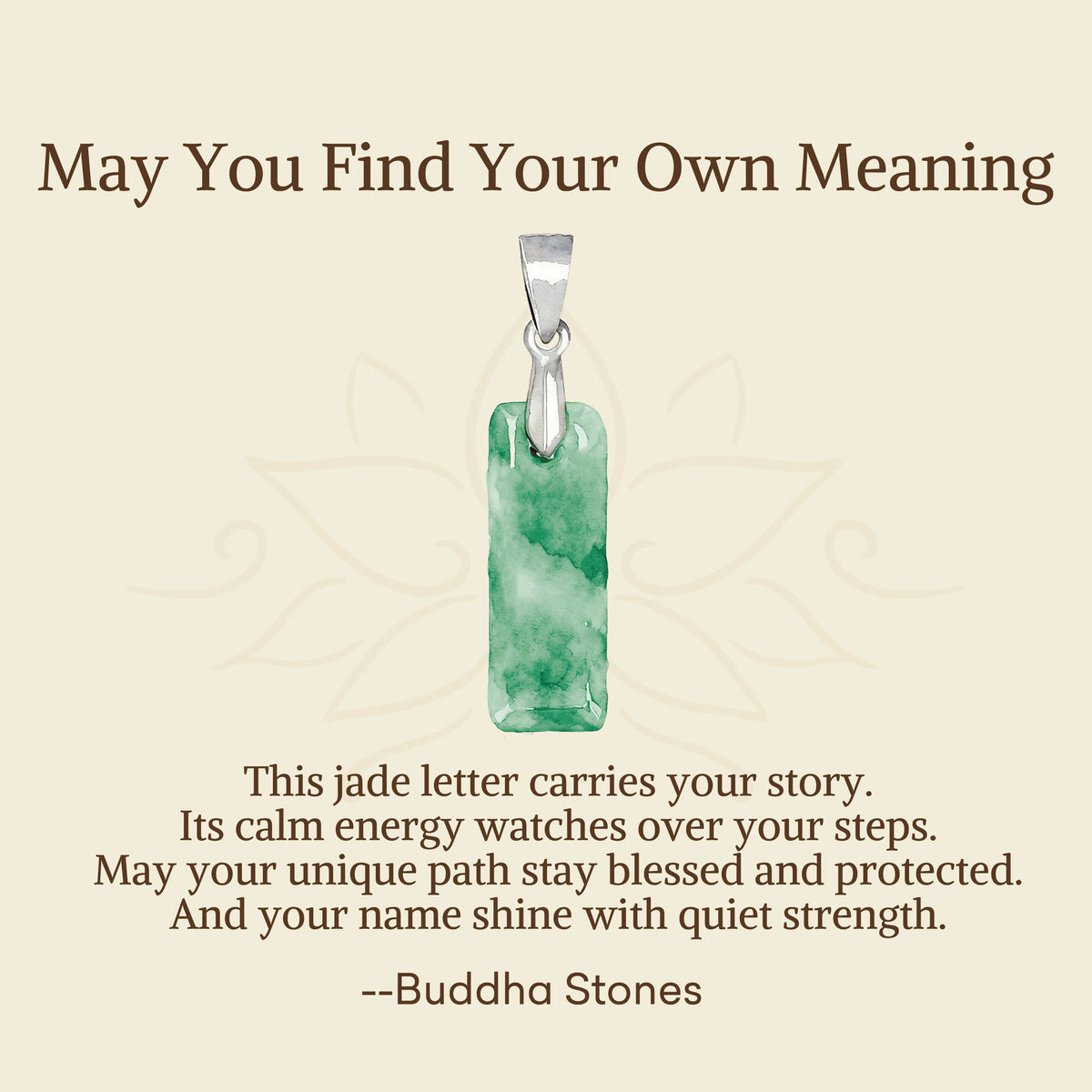 Buddha Stones "May You Find Your Own Meaning" Natural A-Z Letter Jade Titanium Steel Chain Necklace Includes Gift Message Card - image 45