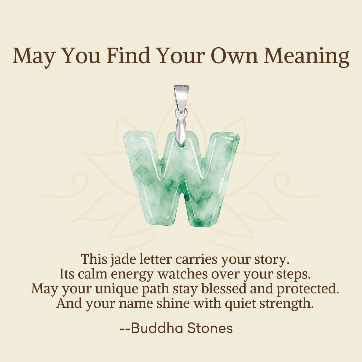 Buddha Stones "May You Find Your Own Meaning" Natural A-Z Letter Jade Titanium Steel Chain Necklace Includes Gift Message Card - image 101