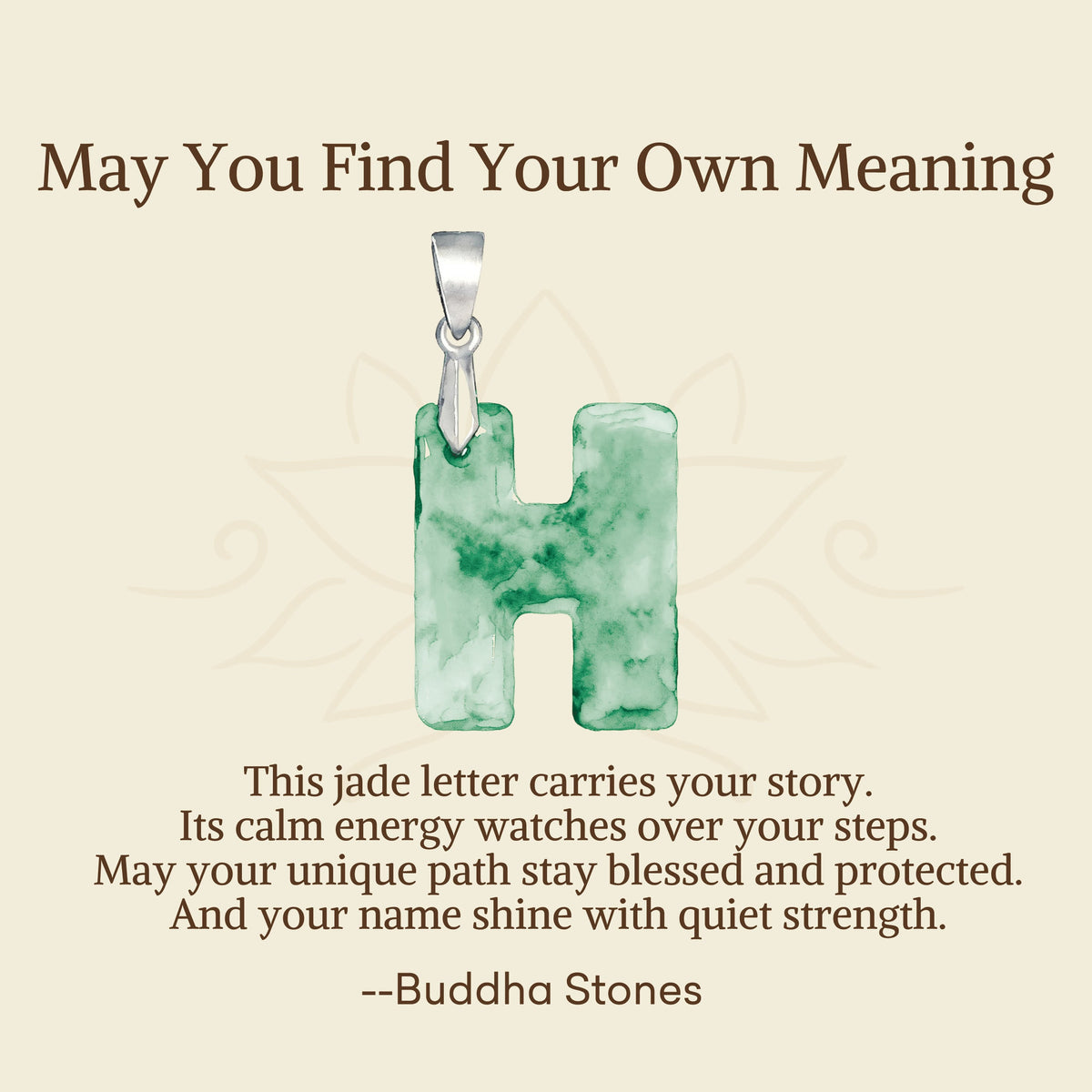 Buddha Stones "May You Find Your Own Meaning" Natural A-Z Letter Jade 925 Sterling Silver Chain Necklace Includes Gift Message Card - image 50