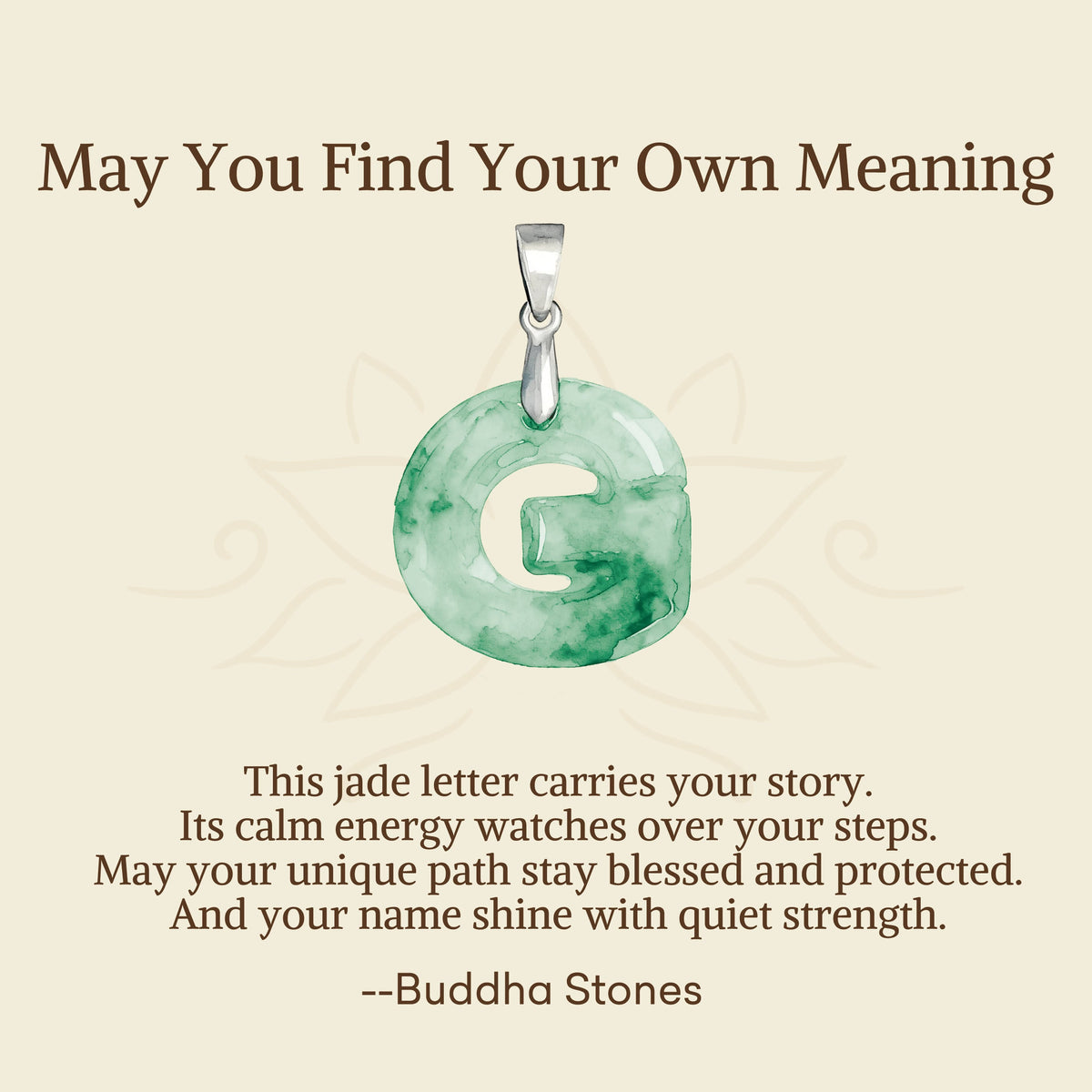 Buddha Stones "May You Find Your Own Meaning" Natural A-Z Letter Jade Titanium Steel Chain Necklace Includes Gift Message Card - image 37