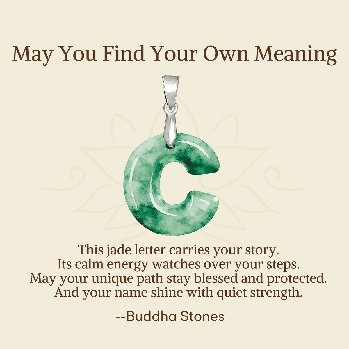 Buddha Stones "May You Find Your Own Meaning" Natural A-Z Letter Jade Titanium Steel Chain Necklace Includes Gift Message Card - image 19