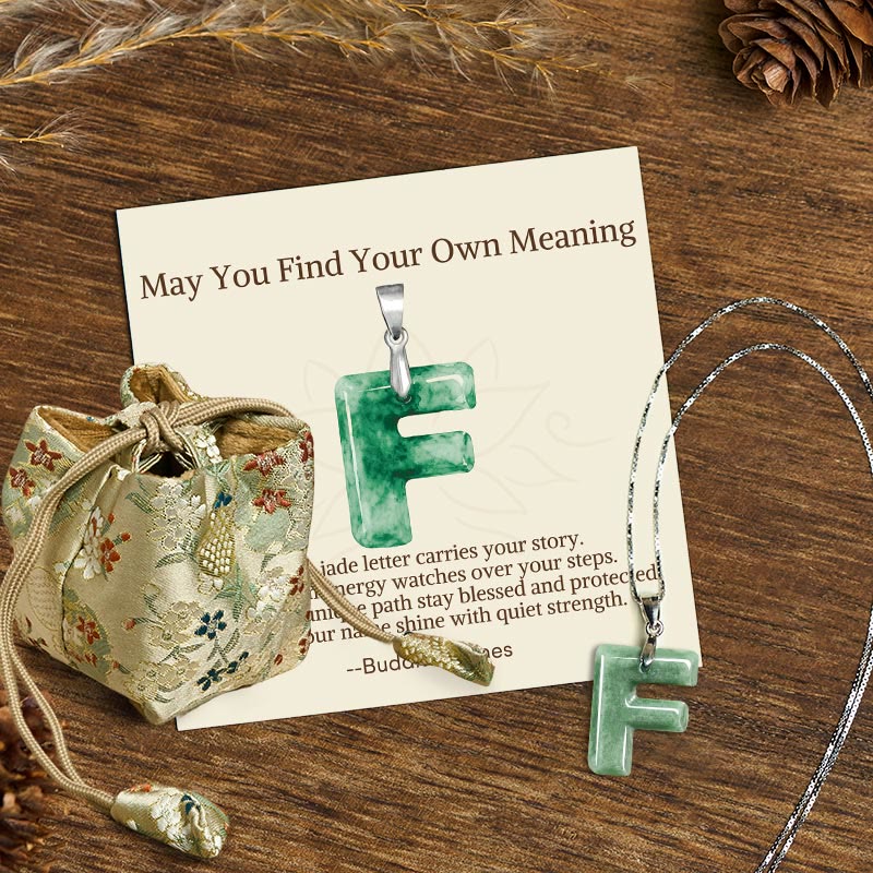 Buddha Stones "May You Find Your Own Meaning" Natural A-Z Letter Jade 925 Sterling Silver Chain Necklace Includes Gift Message Card - F - Titanium Steel Chain&Silver Chain(One Pendant) - Deluxe Gift Bag (+$9.59) - image 43