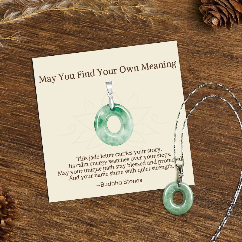 Buddha Stones "May You Find Your Own Meaning" Natural A-Z Letter Jade 925 Sterling Silver Chain Necklace Includes Gift Message Card - O - Titanium Steel Chain&Silver Chain(One Pendant) - Standard Gift Box - image 76