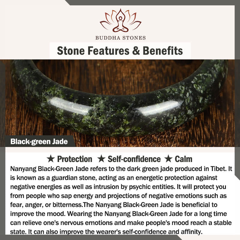 FREE Today: Self-confidence and Protection Nanyang Black-Green Jade Cuff Bangle Bracelet - image 4