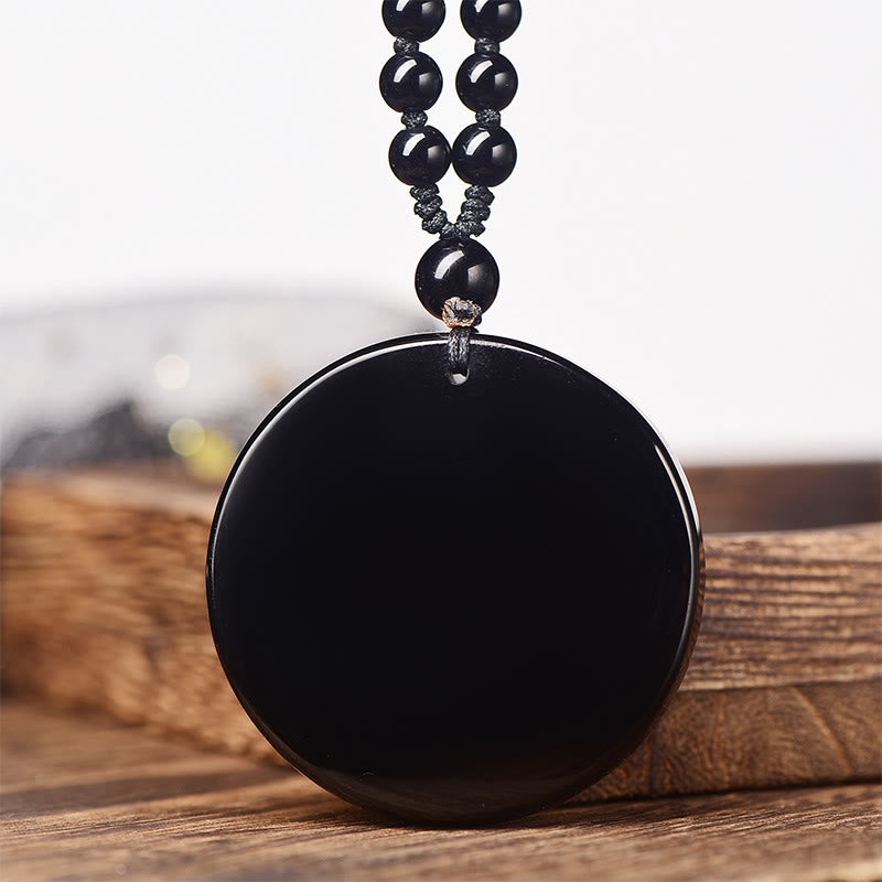 Buddha Stones Dragon Black Obsidian Transformation Fulfilment Necklace Pendant - image 3