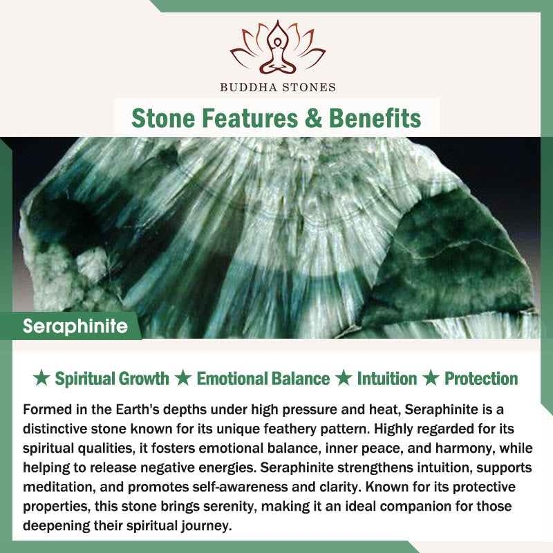 Buddha Stones Natural Seraphinite Round Emotional Balance Beaded Bracelet - image 7