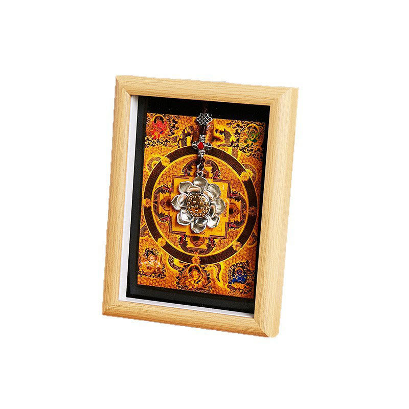 Buddha Stones Lotus Golden Ingot Thangka Photo Frame Ornament Home Decor - image 5