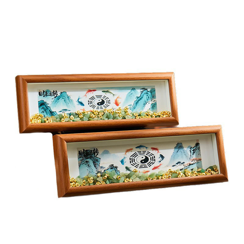 Buddha Stones Green Crystal Bagua Koi Fish Yin Yang Symbol Golden Ingot Thangka Photo Frame Ornament Home Decor - image 18