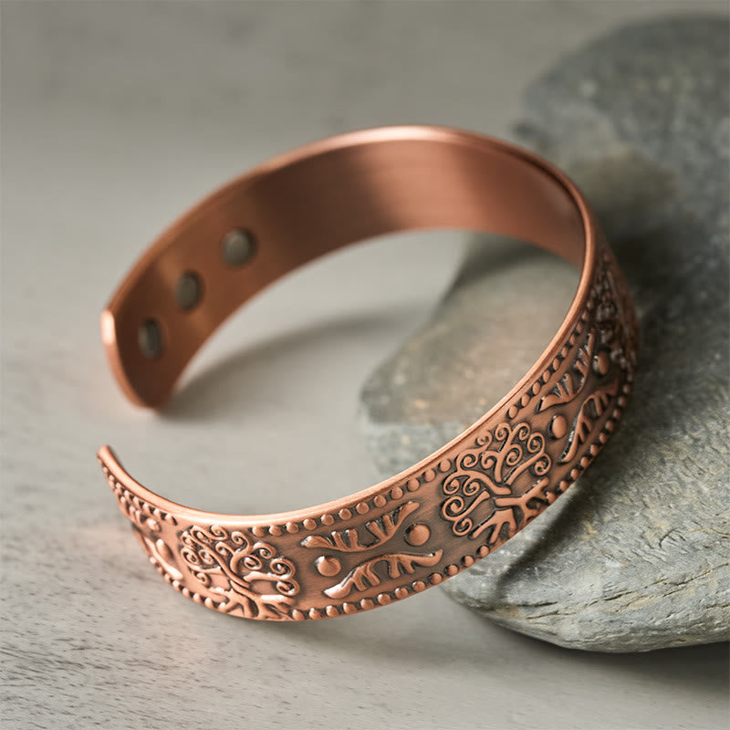 Buddha Stones The Tree Of Life Copper Open Self Care Luck Bracelet Bangle - image 2
