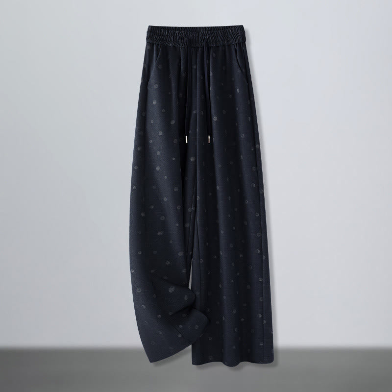 Buddha Stones Casual White Dots Pattern Polyester Women's Wide Leg Pants With Pockets - MidnightBlue - US12,UK/AU16,EU44 (3XL) - image 0