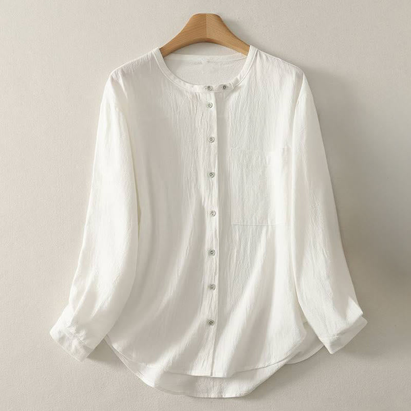 Buddha Stones Fall Crew Collar Long Sleeve Women's Polyester Shirt With Pockets - Snow - US8-10,UK/AU12-14,EU40-42 (2XL) - image 11