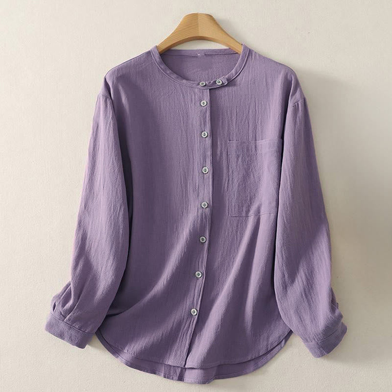 Buddha Stones Fall Crew Collar Long Sleeve Women's Polyester Shirt With Pockets - MediumPurple - US8-10,UK/AU12-14,EU40-42 (2XL) - image 6