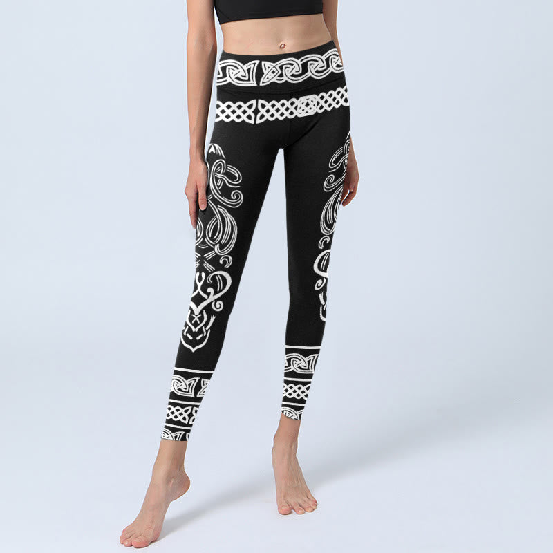 Buddha Stones Symmetrical Celtic Knot Pattern Print Gym Leggings Women's Yoga Pants - image 5