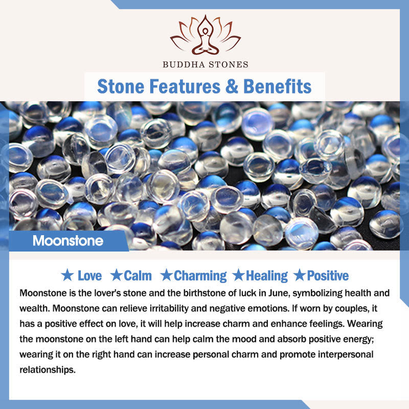 Buddha Stones Natural Strawberry Quartz Moonstone Healing Positive Beads Bracelet - image 21
