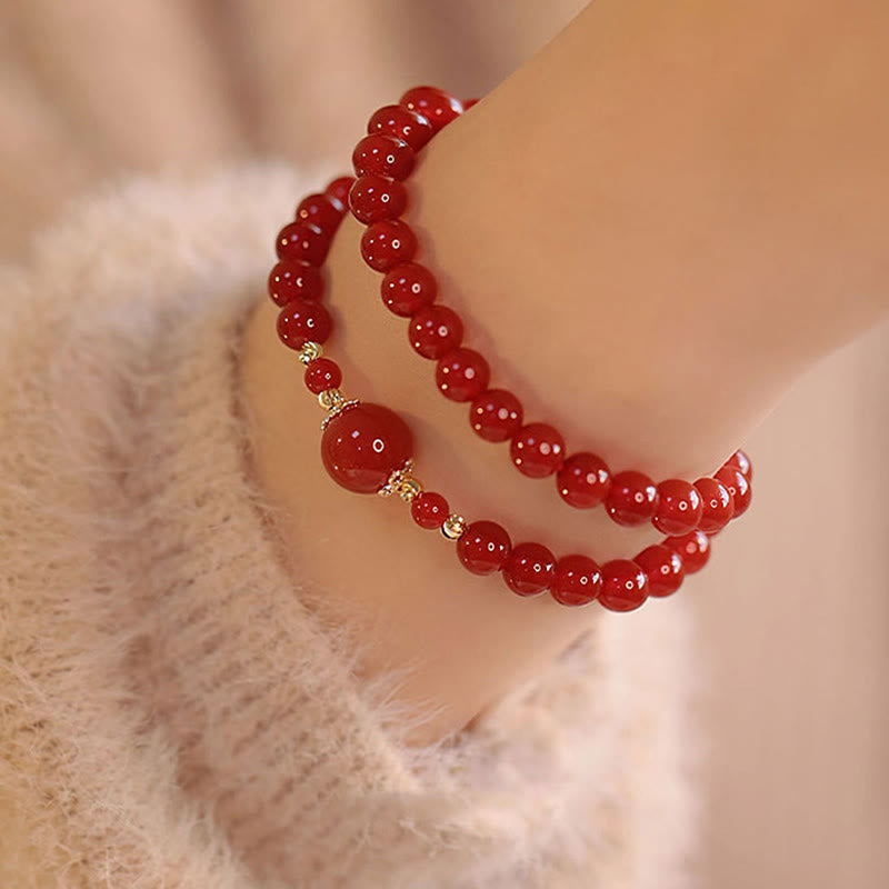 Buddha Stones Double Wrap Red Agate Beaded Self-acceptance Confidence Bracelet - image 2