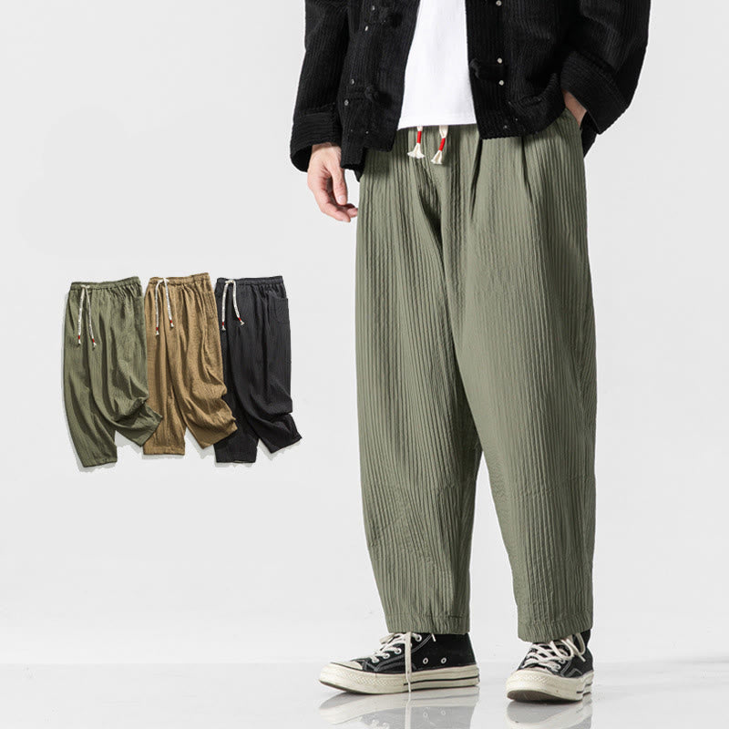 Buddha Stones Fall Solid Color Drawstring Men's Ankle-Length Harem Pants With Pockets - DarkSeaGreen - US/UK/AU46,EU56 (5XL) - image 0