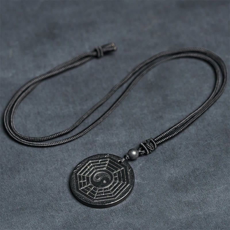 Buddha Stones Authentic Shungite Stone Yin Yang Bagua Protection Necklace Pendant - image 10