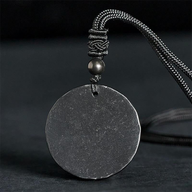 Buddha Stones Circle Simple Design Authentic Shungite Stone Protection Necklace Pendant - image 1