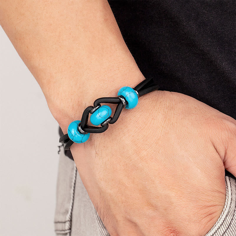 Buddha Stones Amethyst Crystal Stone Double Leather Relieves Stress Round Bracelet - image 5