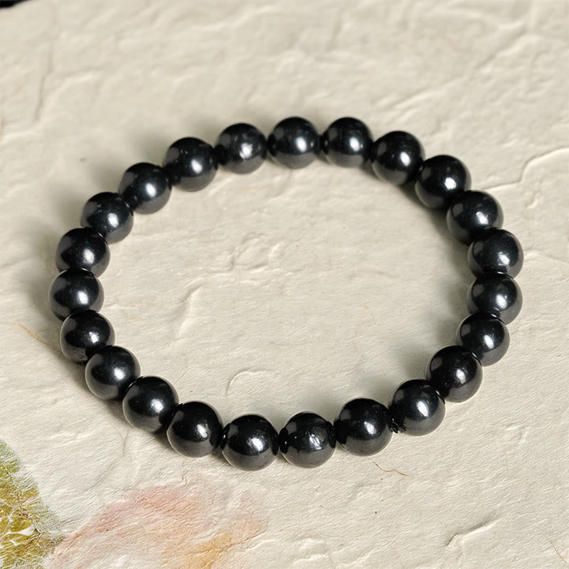 Buddha Stones Round Authentic Shungite Stone Inner Strength Beaded Bracelet - 8mm - image 7