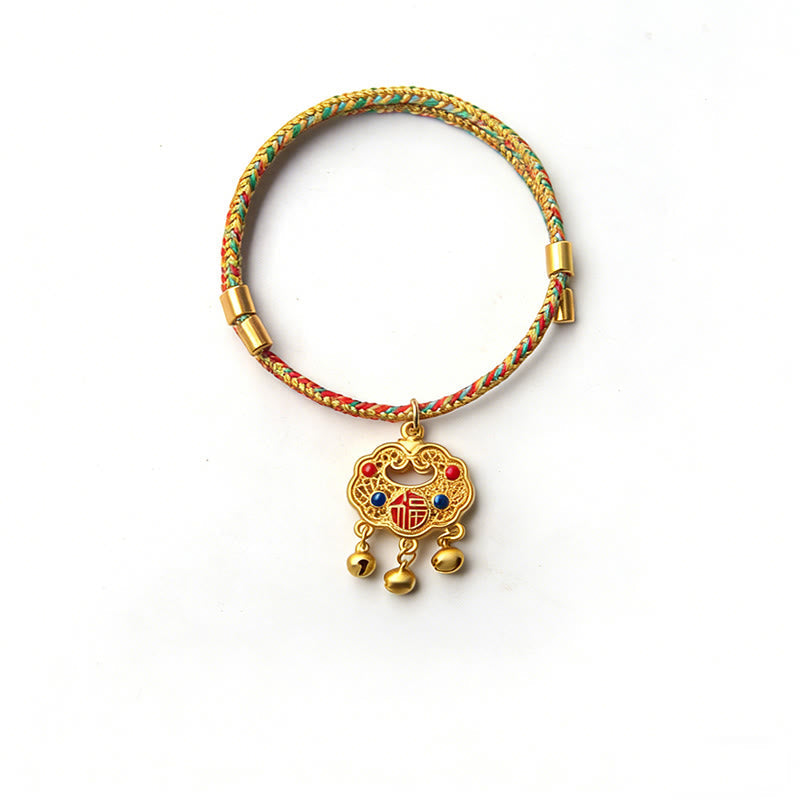Buddha Stones Handmade String Alloy Luck Blessings Adjustable Cats Small Dogs Pet Collar - Golden - 20-30cm - image 0