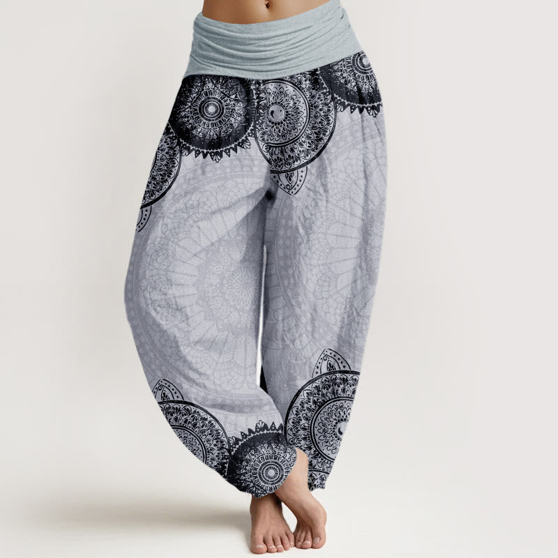 Buddha Stones Pure Cotton Circular Mandala Design Women's Elastic Waist Harem Pants - LightGrey - US22,UK/AU26,EU54 (6XL) - image 9