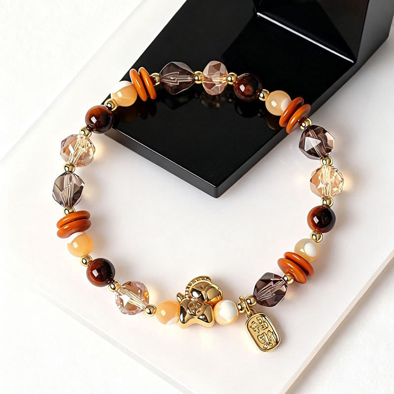 Buddha Stones Tiger Eye Ice Obsidian Pearl Year Of The Horse Lucky Fortune Prosperity Bracelet - image 4