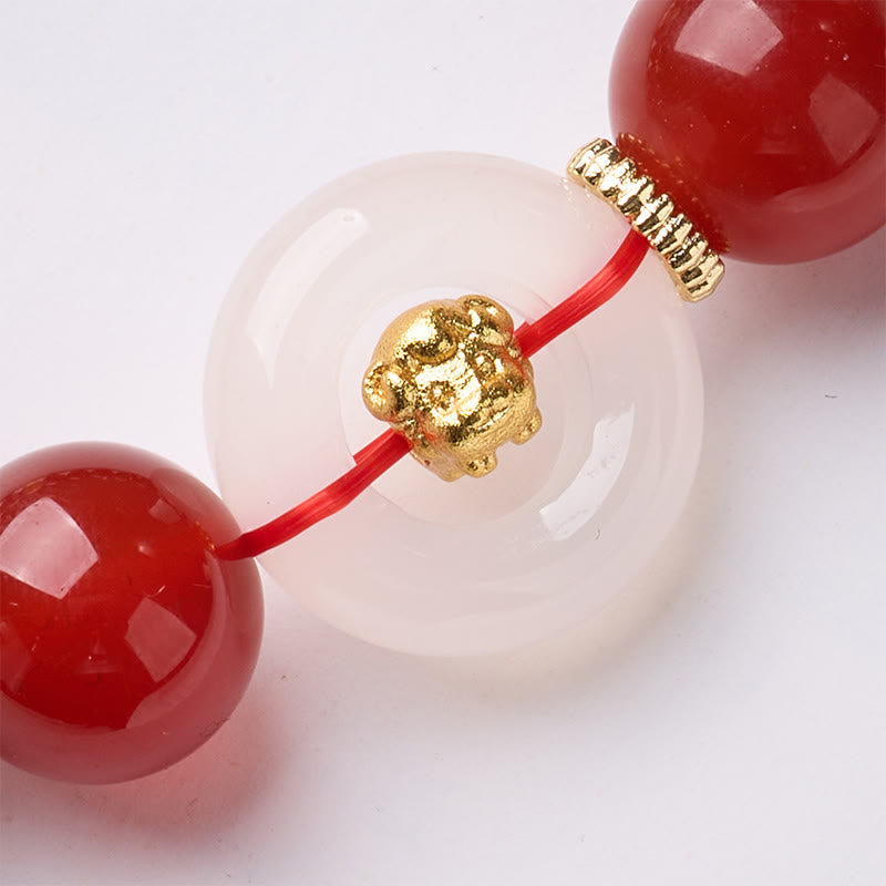 Buddha Stones Chinese Zodiac Year Of The Horse Peace Buckle Red Agate White Chalcedony Confidence Bracelet - image 23