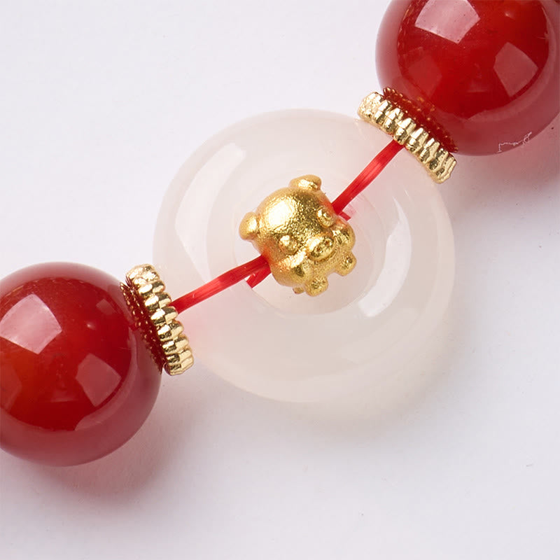 Buddha Stones Chinese Zodiac Year Of The Horse Peace Buckle Red Agate White Chalcedony Confidence Bracelet - image 32