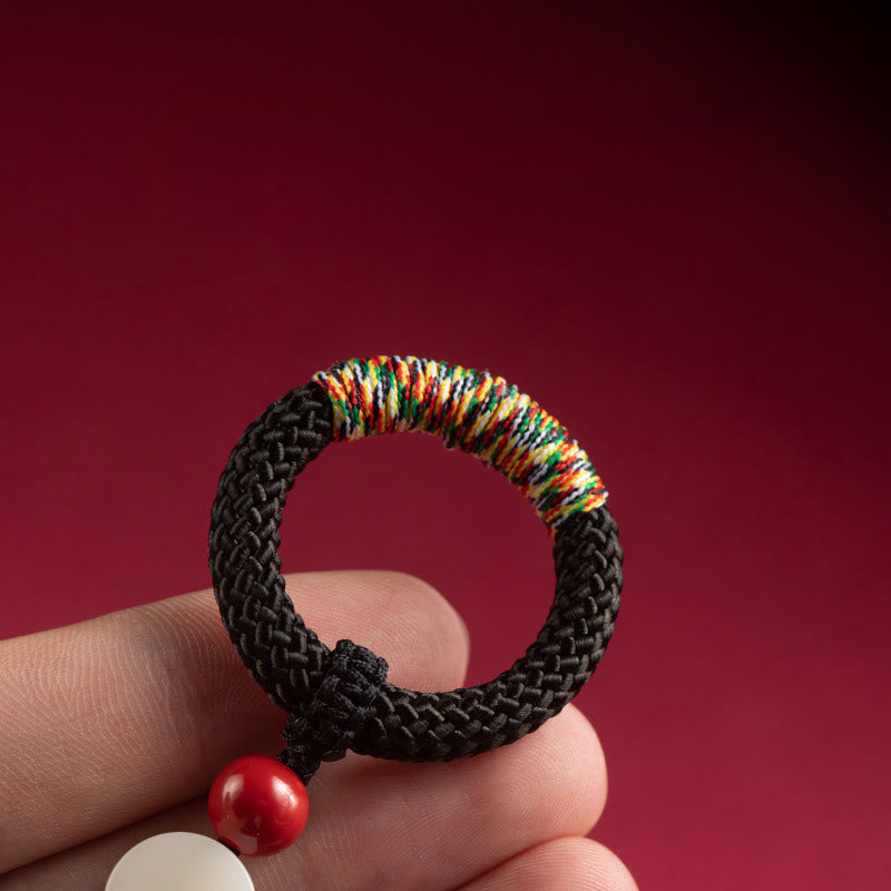 Buddha Stones Handwoven Colorful Thread String Buckle Ivory Fruit Cinnabar Key Chain Phone Hanging Decoration - image 3