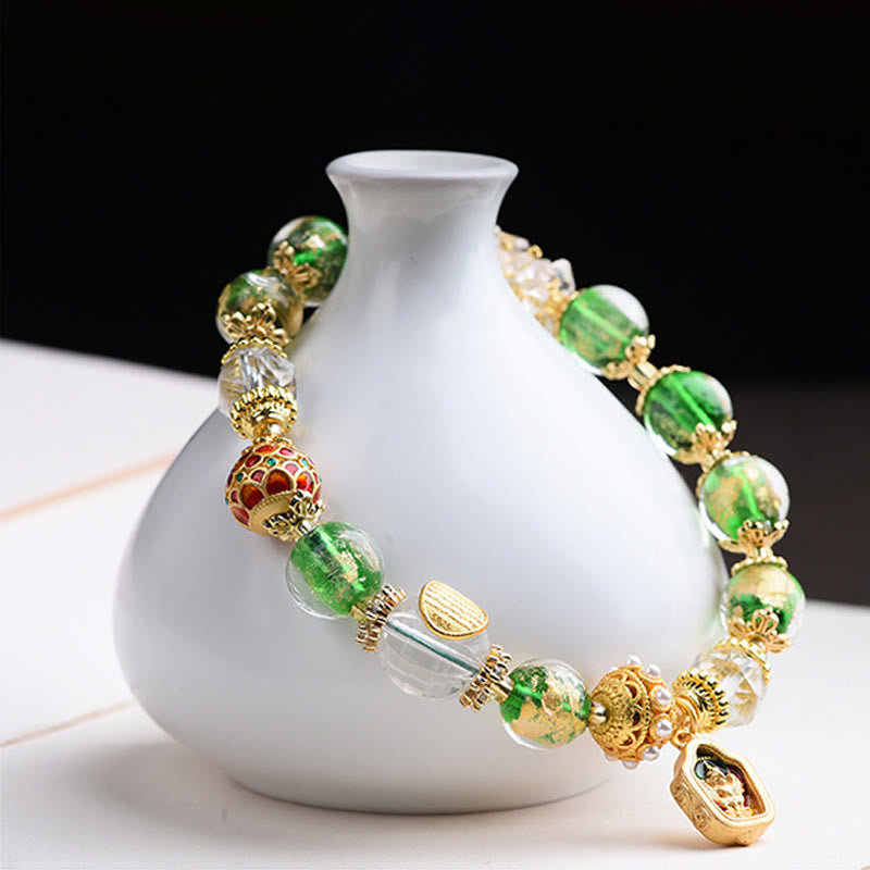 Buddha Stones Liuli Glass 925 Sterling Silver Copper Keep Away Evil Spirits Bracelet - image 10