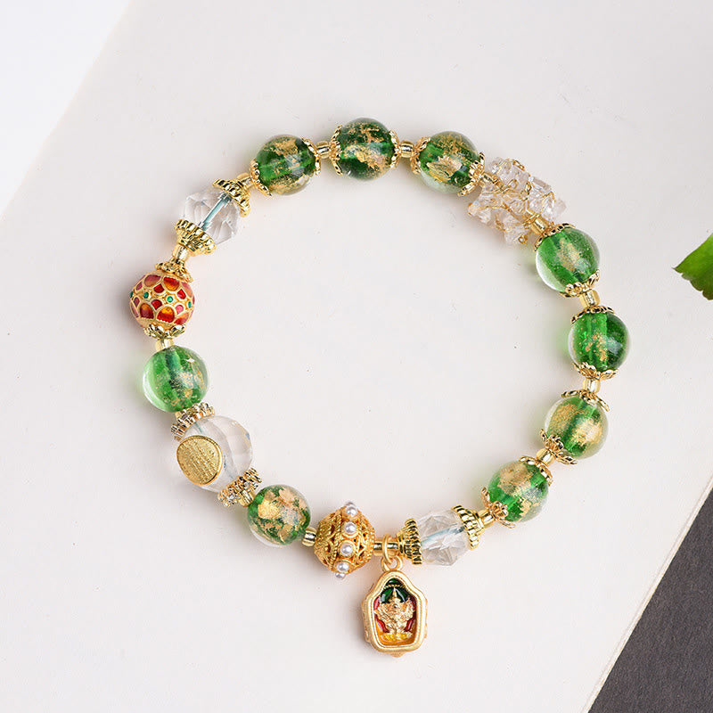 Buddha Stones Liuli Glass 925 Sterling Silver Copper Keep Away Evil Spirits Bracelet - image 2