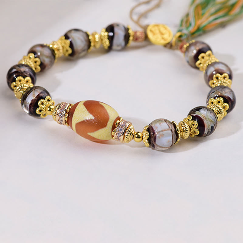 Buddha Stones Liuli Glass Dzi Beads Blessings Bracelet - image 15