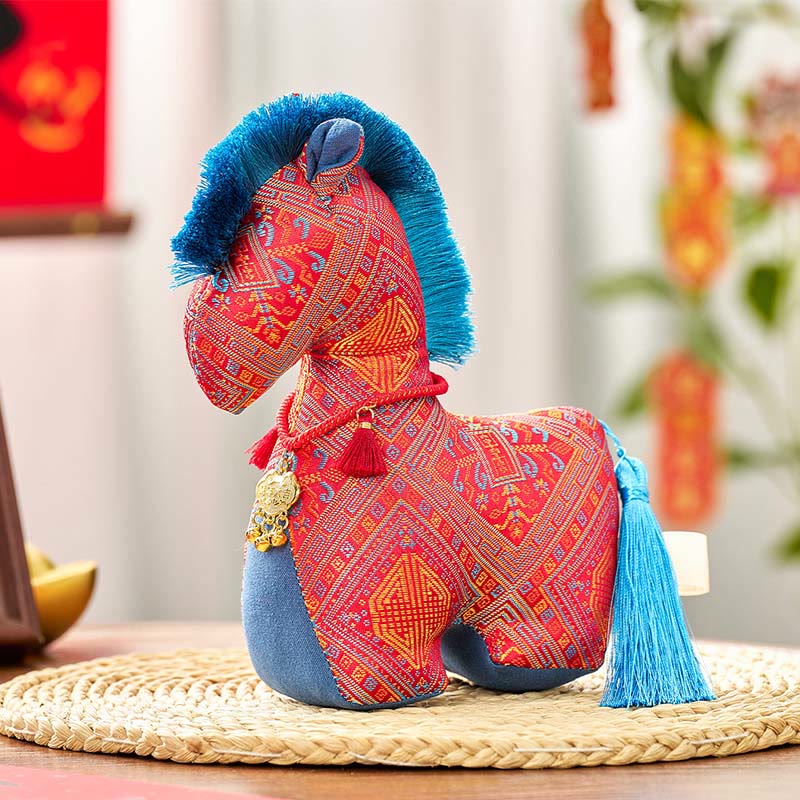 Buddha Stones Year Of The Horse Red String Embroidery Ingot Tassel Decoration - Red Horse - 20*17cm - image 2