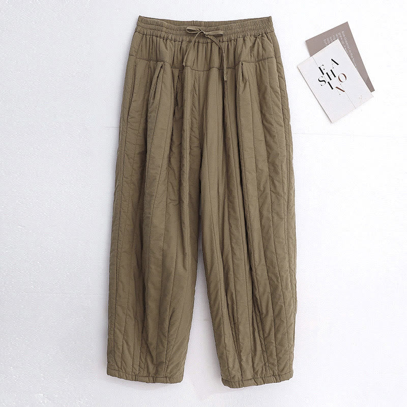 Buddha Stones Winter Plain Color Blocking Design Cotton Women's Harem Pants With Pockets - Tan - US8-10,UK/AU12-14,EU40-42 (2XL) - image 0