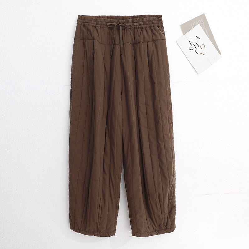 Buddha Stones Winter Plain Color Blocking Design Cotton Women's Harem Pants With Pockets - SaddleBrown - US8-10,UK/AU12-14,EU40-42 (2XL) - image 14