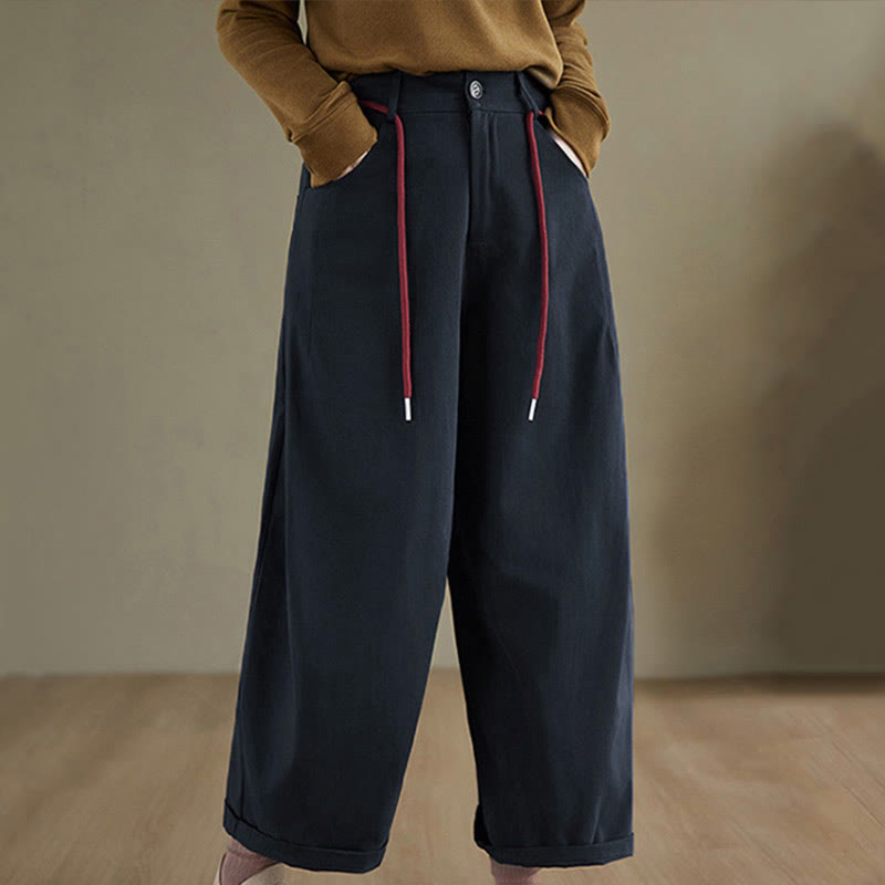 Buddha Stones Plain Cotton Casual Women's 7-8 Length Pants With Pockets - MidnightBlue - US8-10,UK/AU12-14,EU40-42 (2XL) - image 0