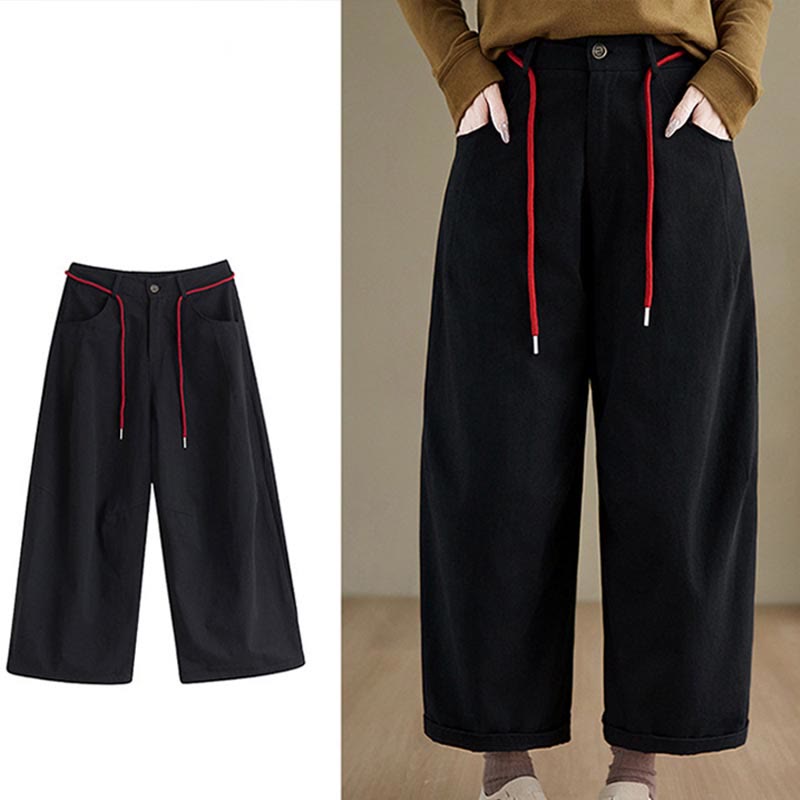 Buddha Stones Plain Cotton Casual Women's 7-8 Length Pants With Pockets - image 14