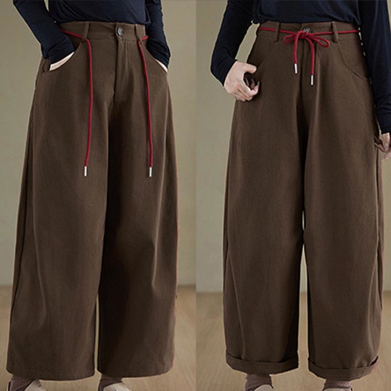 Buddha Stones Plain Cotton Casual Women's 7-8 Length Pants With Pockets - image 10