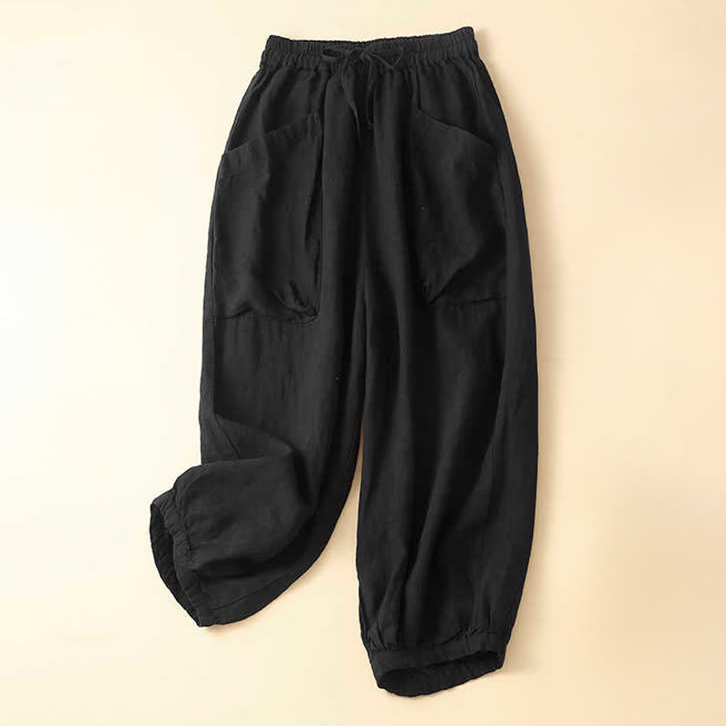 Buddha Stones Commute Women's Plain Harem Capri Pants With Pockets - Black - US8-10,UK/AU12-14,EU40-42 (2XL) - image 5
