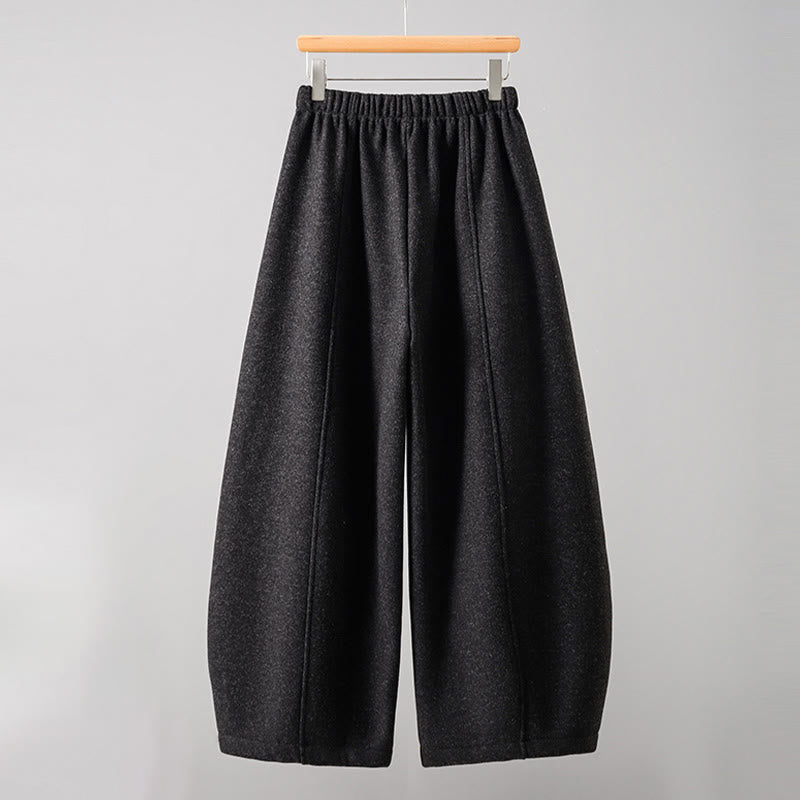 Buddha Stones Plain Cotton Lace-Up Design Thick Women's Pants With Pockets - image 1