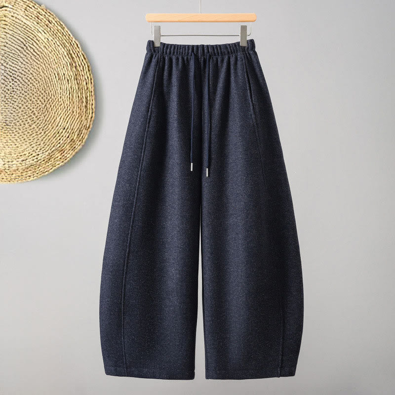 Buddha Stones Plain Cotton Lace-Up Design Thick Women's Pants With Pockets - MidnightBlue - US8-10,UK/AU12-14,EU40-42 (2XL) - image 7